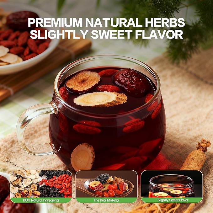 Monbrizz Kidney Tea Formula Ginseng Five Treasure Tea, for Men and Women, Natural Herbal Ingredients for Kidney Traditional Beverage Fruit Organic (20 Bag, Gram, 150.0)