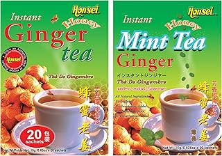 Honsei Instant Ginger Honey and Ginger Mint Tea Set, 20 Sachets Each Flavor (Honey Ginger & Ginger Mint Tea)