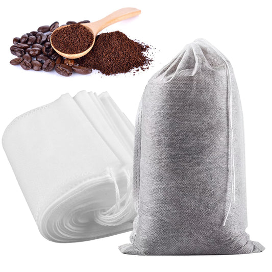 Yzurbu 200pcs 4''x6'' Cold Brew Coffee Filter Bags, No Mess Disposable Filter Bag with Drawstring for Coffee Grounds & Ice