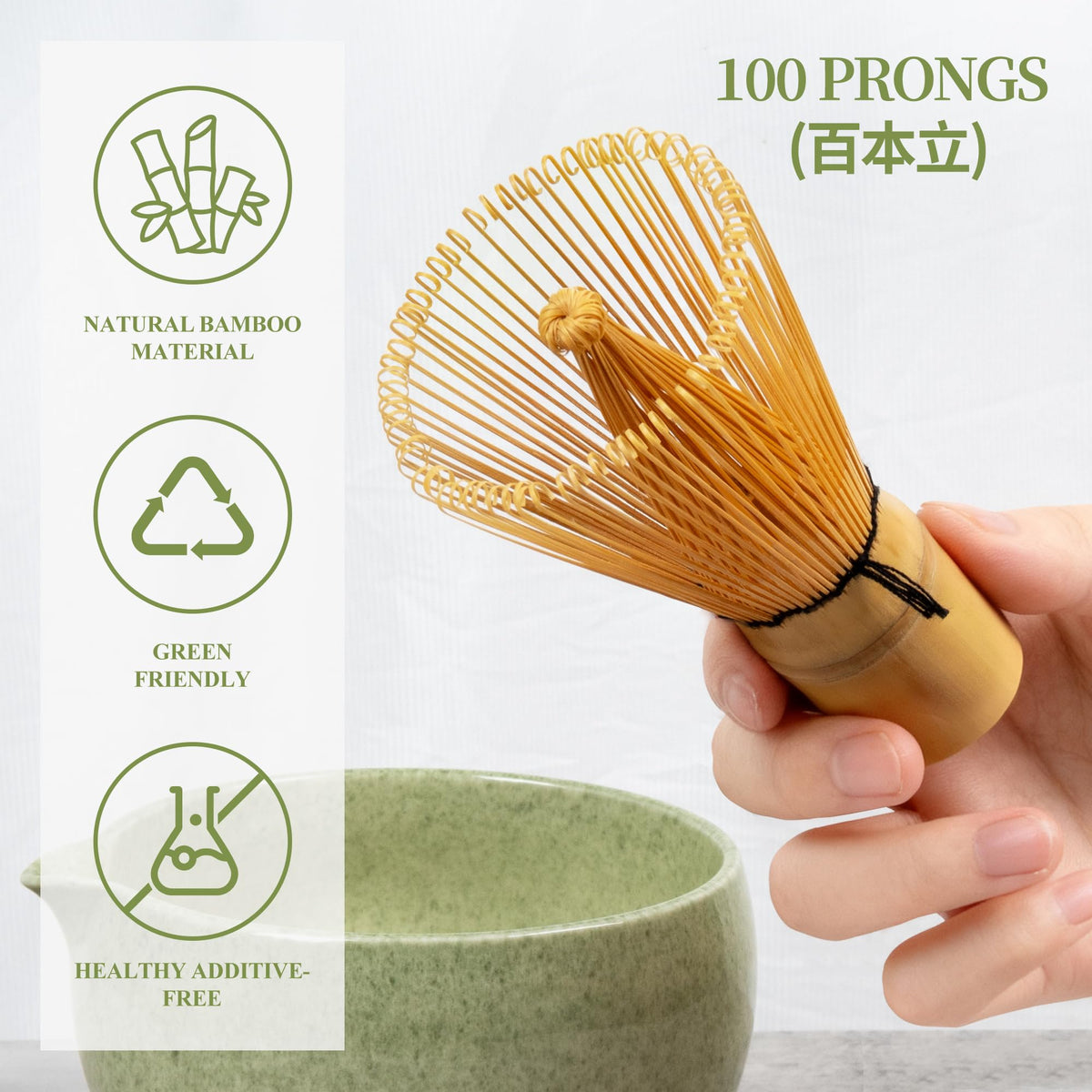 YIBO Matcha Whisk Set With Bowl, Ceramic Matcha Making Kit Includes Bamboo Whisk (Chasen), Holder Stand, Powder Starter