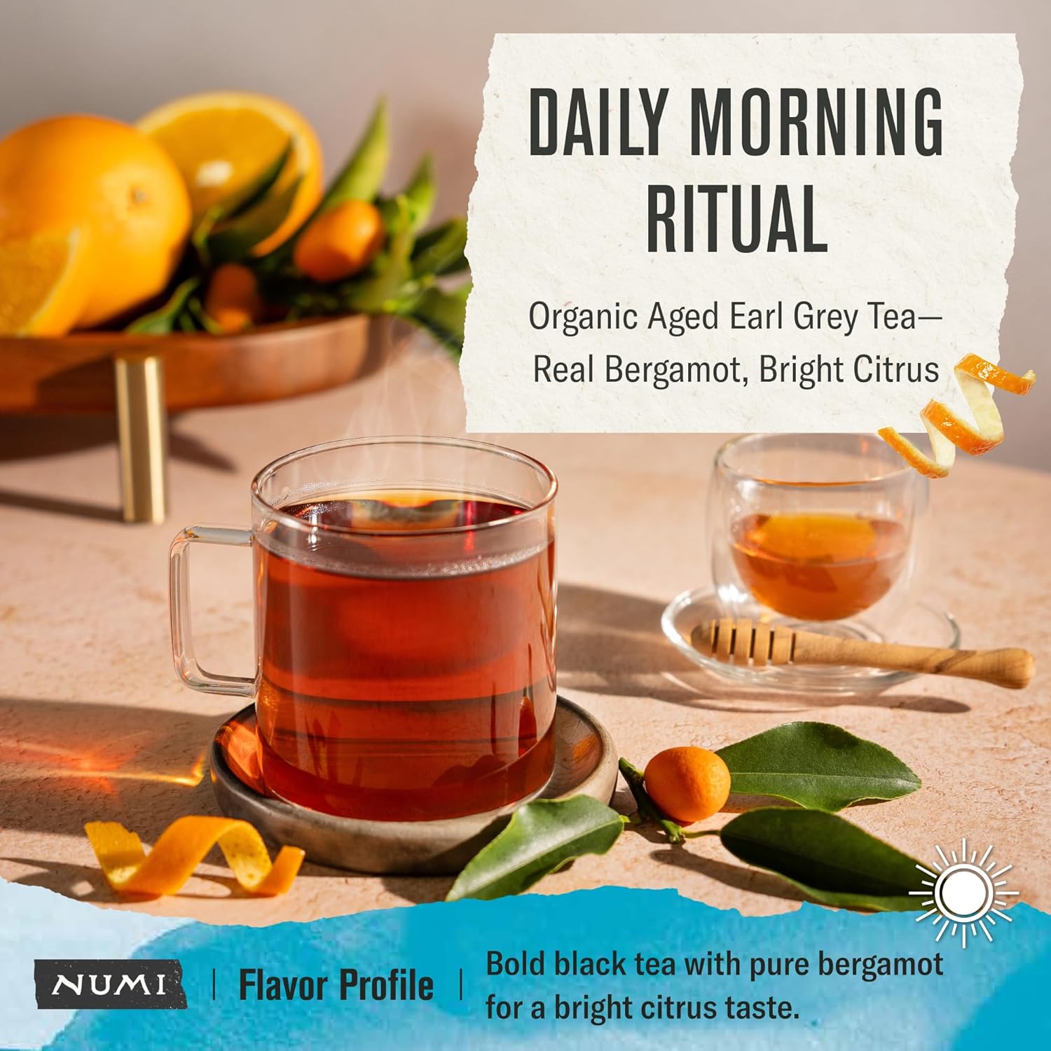 Numi Organic Aged Earl Grey Tea | 54 Black Tea Bags | Assam Black Tea with Real Bergamot | Caffeinated