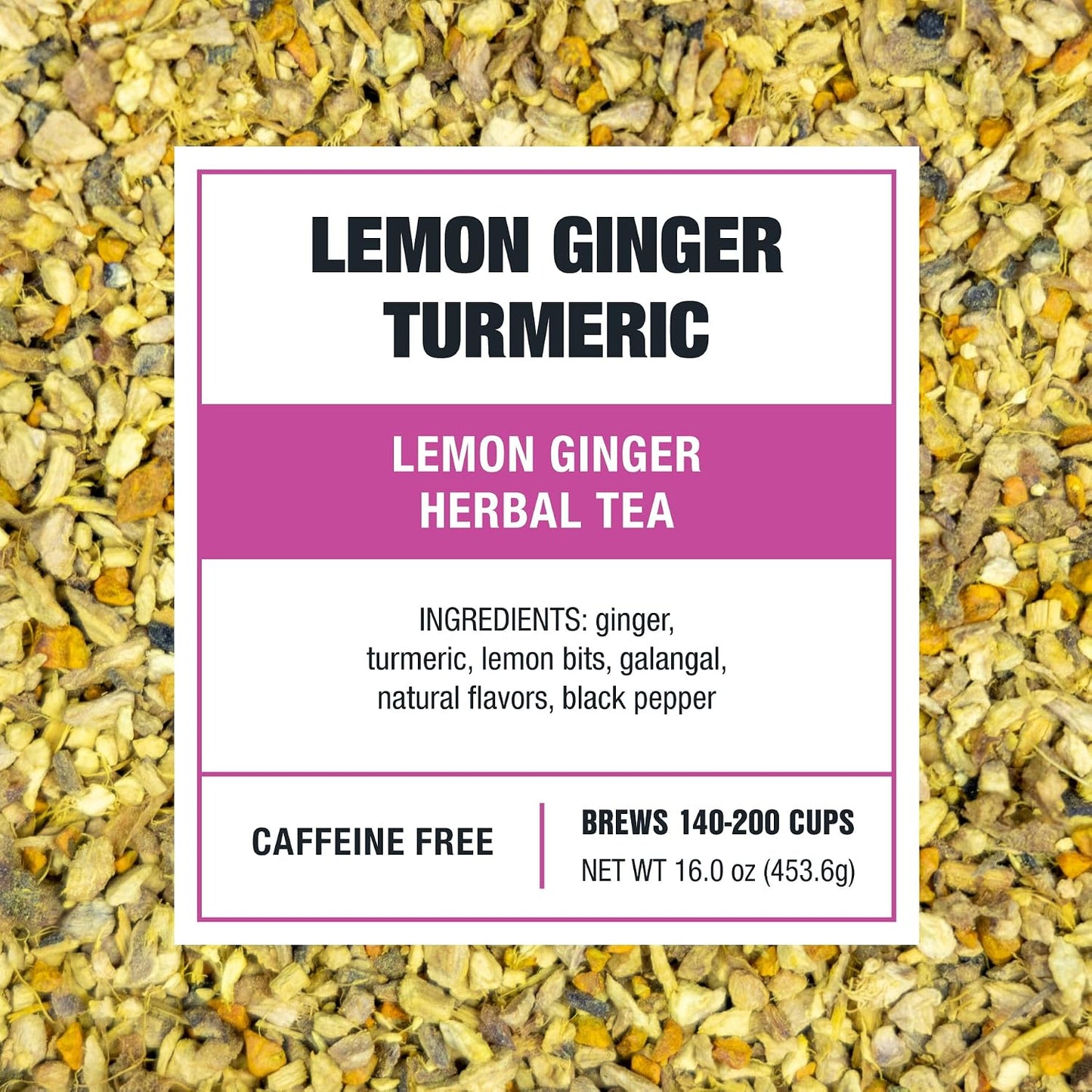 Tiesta Tea - Lemon Ginger Turmeric, Loose Leaf, Lemon Ginger Herbal Tea | Premium Non-Caffeinated Herbal Blend, Make Hot or Iced &amp; Brews Up to 200 Cups, 16 Ounce Resealable Bulk Pouch
