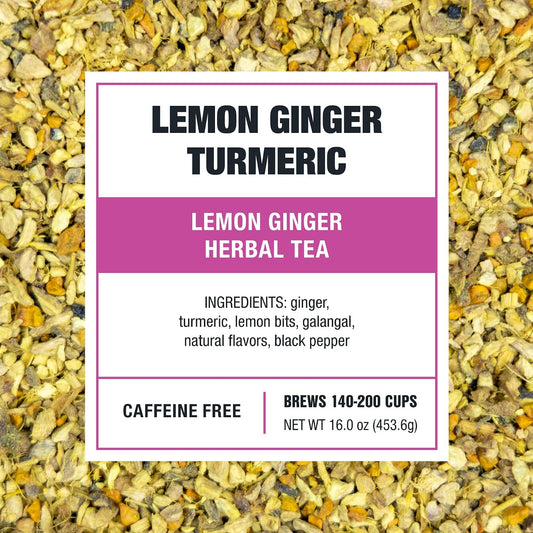 Tiesta Tea - Lemon Ginger Turmeric, Loose Leaf, Lemon Ginger Herbal Tea | Premium Non-Caffeinated Herbal Blend, Make Hot or Iced &amp; Brews Up to 200 Cups, 16 Ounce Resealable Bulk Pouch