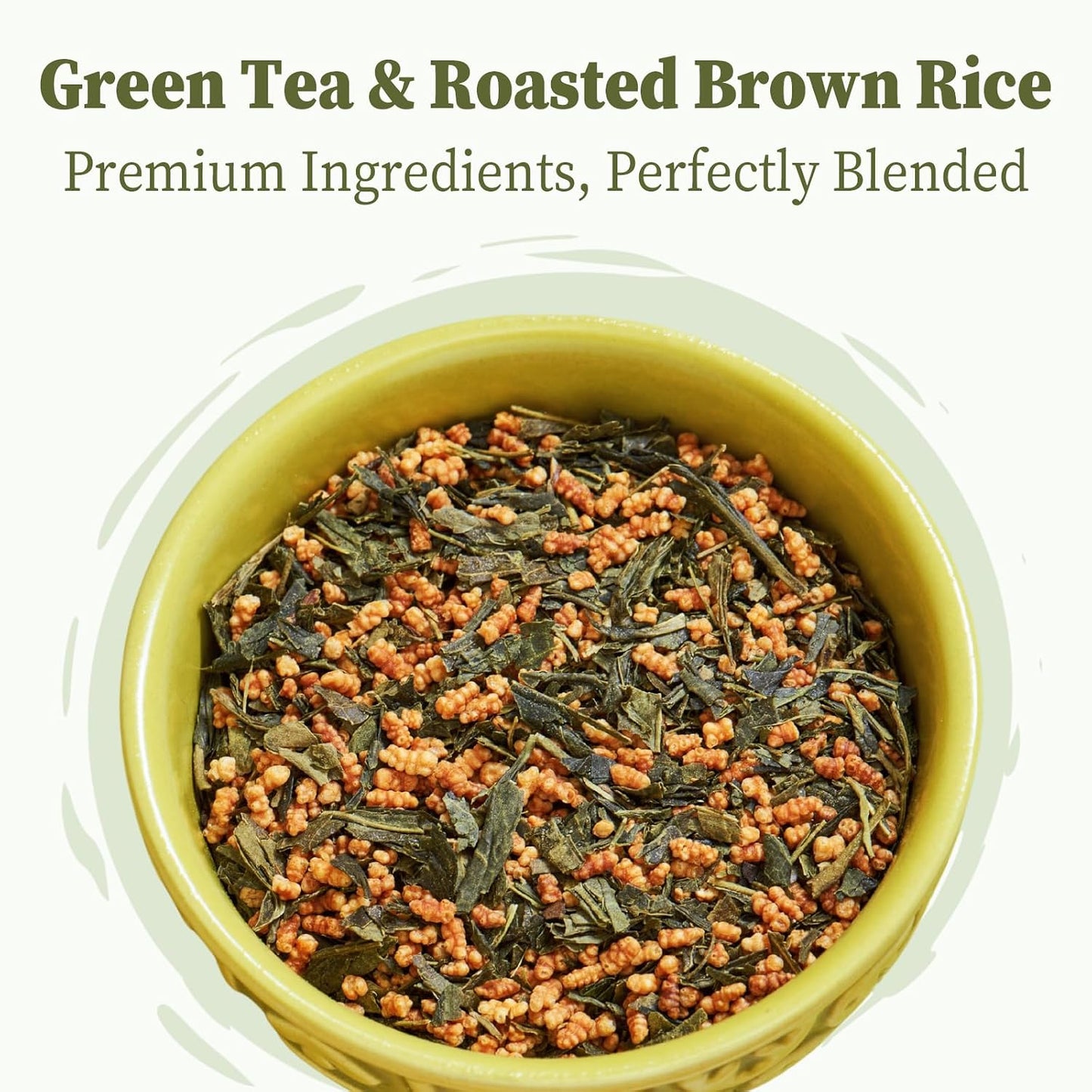 FullChea - Genmaicha Tea Bags, 50 Count, Green Tea with Roasted Rice