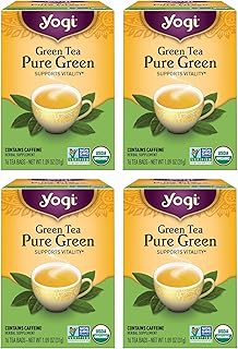 Yogi Tea Pure Green Tea - 16 Bags per Pack (4 Packs) - Organic - Supports Overall Health & Provides Antioxidants