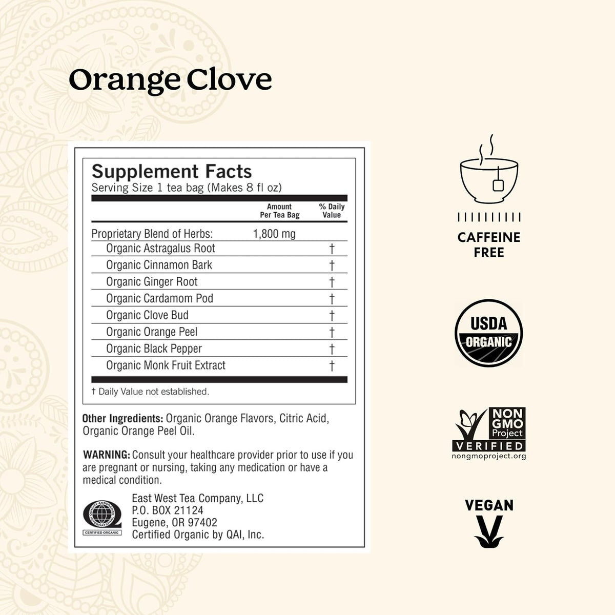 Yogi Orange Clove Organic Tea, 16 Tea Bags (4 Pack)