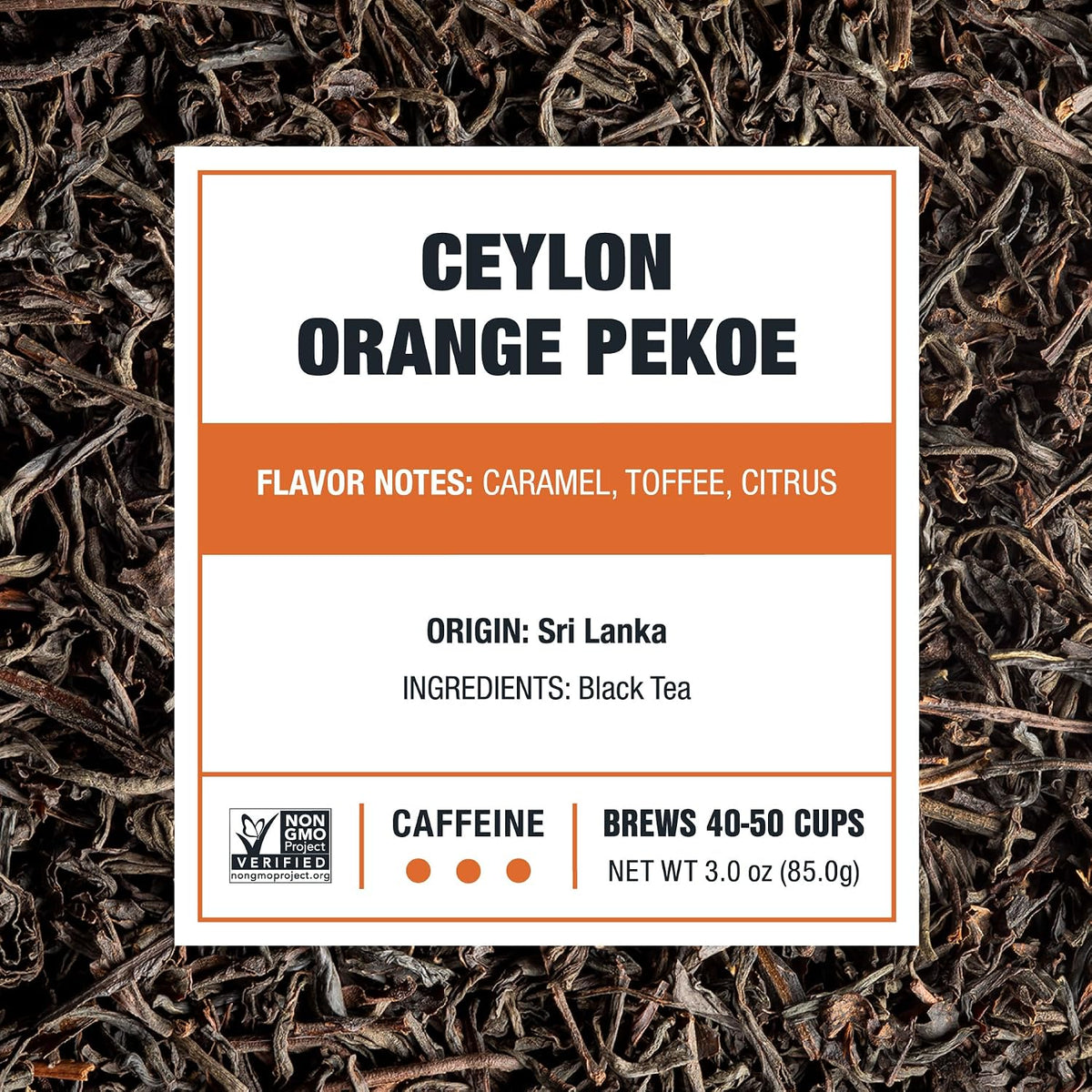 Ceylon Orange Pekoe Black Tea Loose Leaf, Sri Lanka Single Origin, 3oz