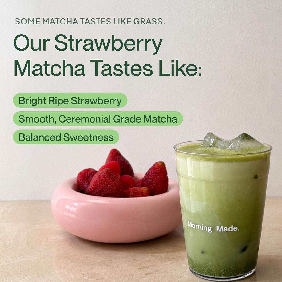 Morning Made USDA Organic Strawberry Matcha Powder (10.6 oz, 60 Servings)