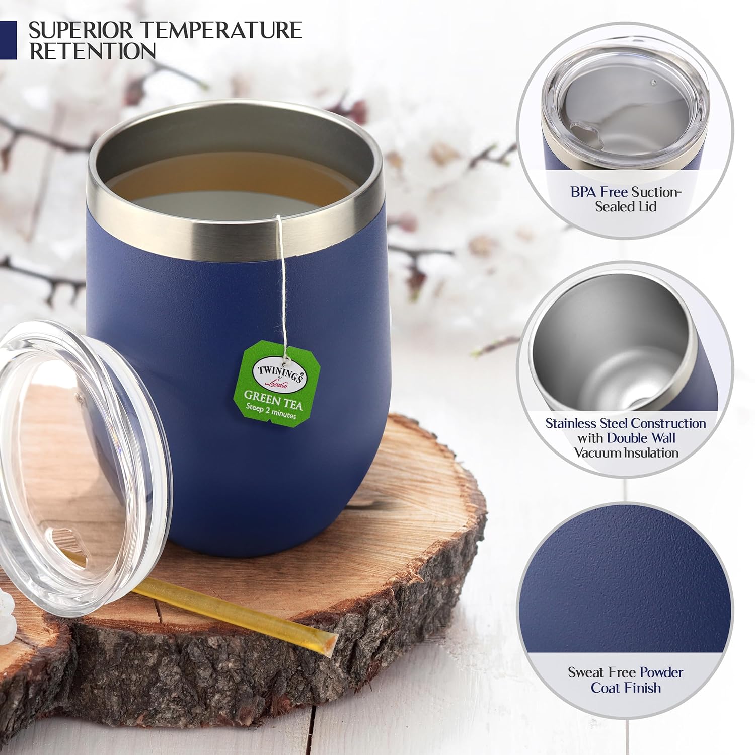 Tea Lovers Gifts Basket - Gift Set Include Temperature Retention Cup 12 Special Blend Teabags & Honey Presented in Beautiful Gift Bag For Women & Men - Birthday, Get Well, Thinking of You Care Package
