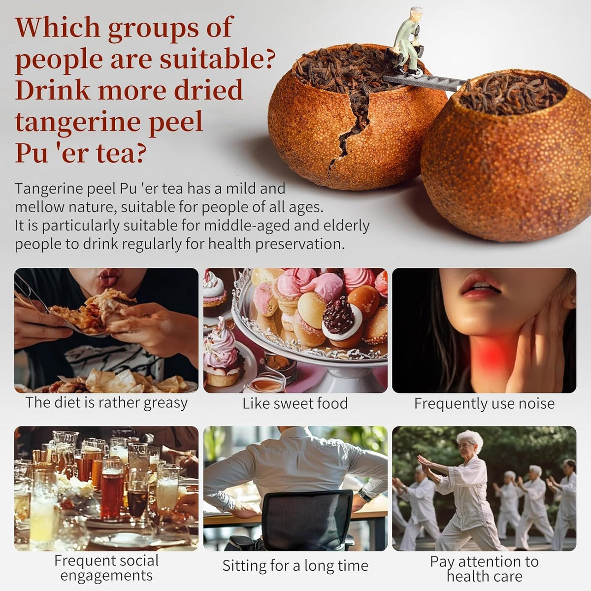 CHADUO Tangerine Peel Puerh Tea Xinhui Dahonggan Orange Peel Puer Xinhui Chenpi Pu'er Da Hong Gan Mandarin Orange Peel Puerh 7.05oz/200g Ripe Pu-erh Rich Citrus Aroma And Aged Pu'er Fragrance 大红柑 普洱茶