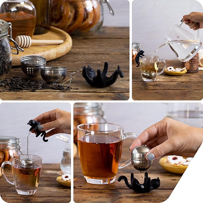 Title Peleg Design Catty Tea Infuser – Cute Stainless Steel Cat Tea Strainer for Loose Leaf Tea, Fun Animal Tea Steeper & Gift for Tea Lovers, Black