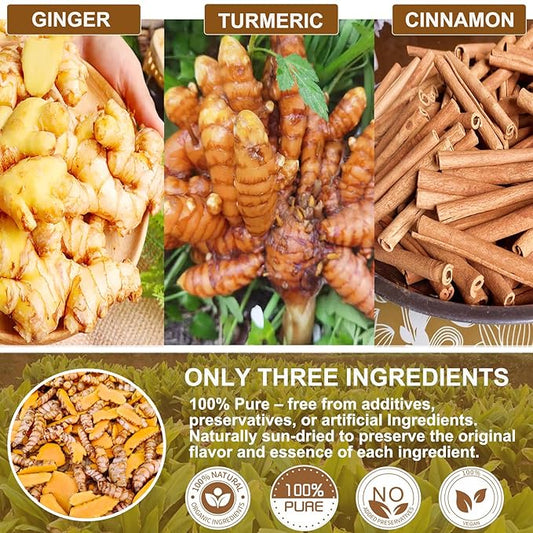 120 Bags Premium Turmeric Ginger Cinnamon Tea, 100% Natural Ingredients Blend, Pure Turmeric Ginger Herbal Tea for Wellness, No Additives, No Sugar, No Caffeine, Vegan (120 Bags)