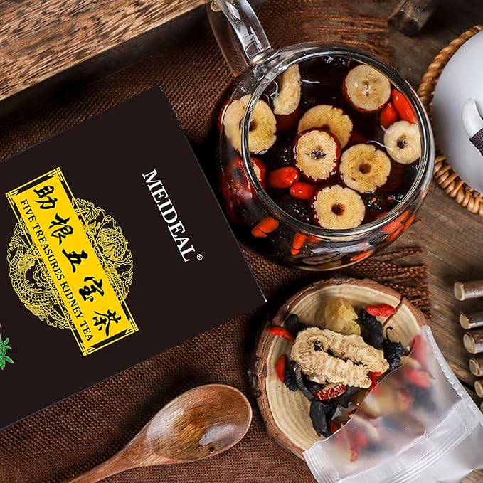 Ginseng Five Treasures Tea Kidney Tea, Ginseng Six TreasureTea, Traditional KidneyTea for Men and Women, 7 Precious Ingredients Formula