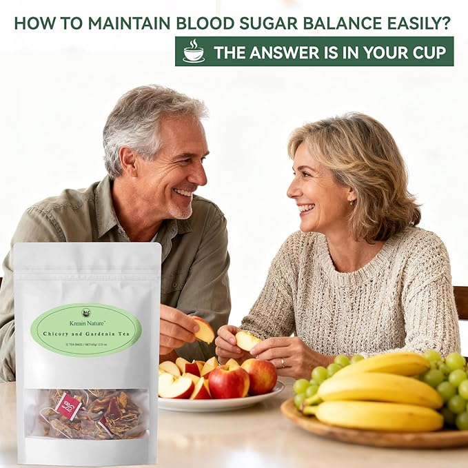 Kreain Nature Chicory And Gardenia Tea, Natural Sugar Free Blend with Honeysuckle, Licorice, and Tangerine Peel, Liver and Kidney Detox, Vegan & Caffeine Free, 12 Teabags, 2 Pack