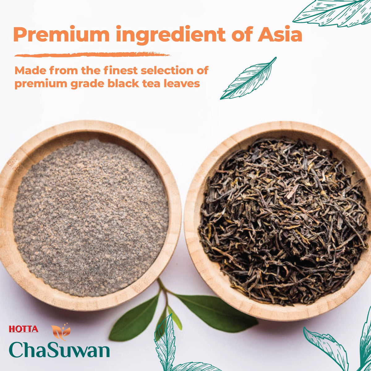 HOTTA ChaSuwan Instant Thai Milk Tea Mix – Authentic Black Tea from Thailand, Easy to Prepare for Iced & Hot Tea, Boba Drinks
