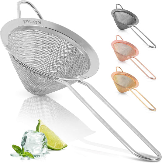 Zulay Kitchen 304 Stainless Steel Fine Mesh Strainer 3.35 in - Strainers Fine Mesh, Tea Strainers for Loose Tea - Perfect for Tea, Cocktails, Juicing, Drinks, Liquids, Matcha, Coffee &amp; More