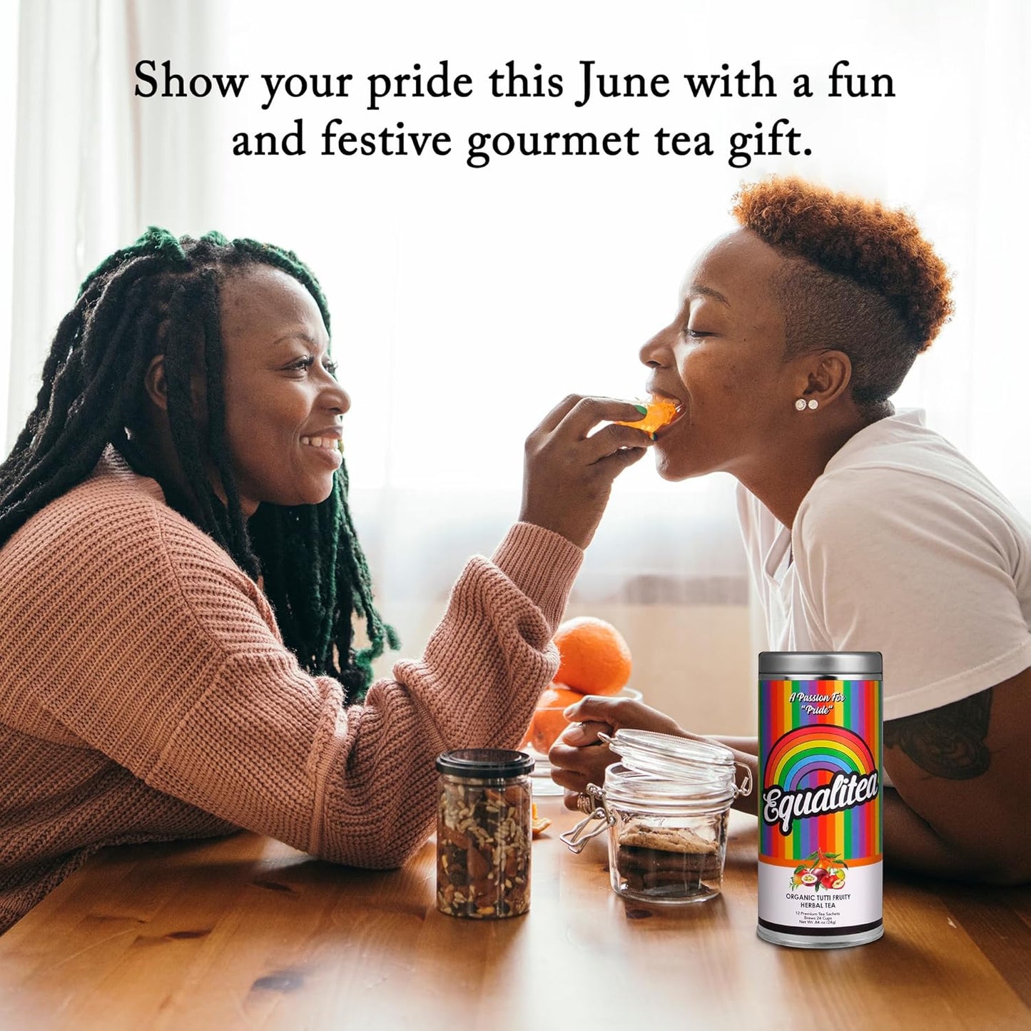 Equalitea Pride Tea, Organic Tutti Fruity, Gourmet Herbal Teas in Reusable Rainbow Tea Tin, Gay Pride Gifts for LGBTQ Pride 2025, All Natural & Plastic Free (12 Sachets)