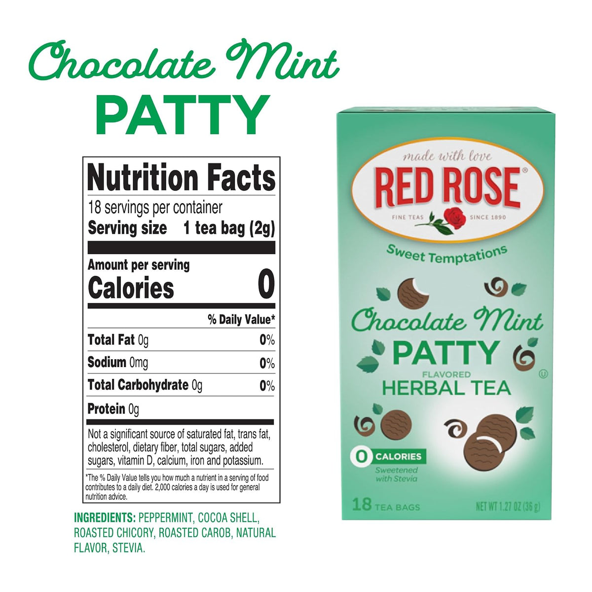 Red Rose Sweet Temptations Chocolate Mint Patty Dessert Herbal Tea
