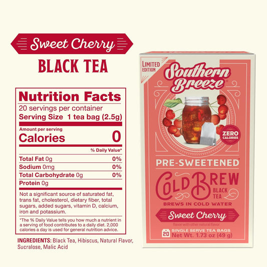 Southern Breeze Cold Brew Sweet Tea Sweet Cherry Iced Tea 20 Count