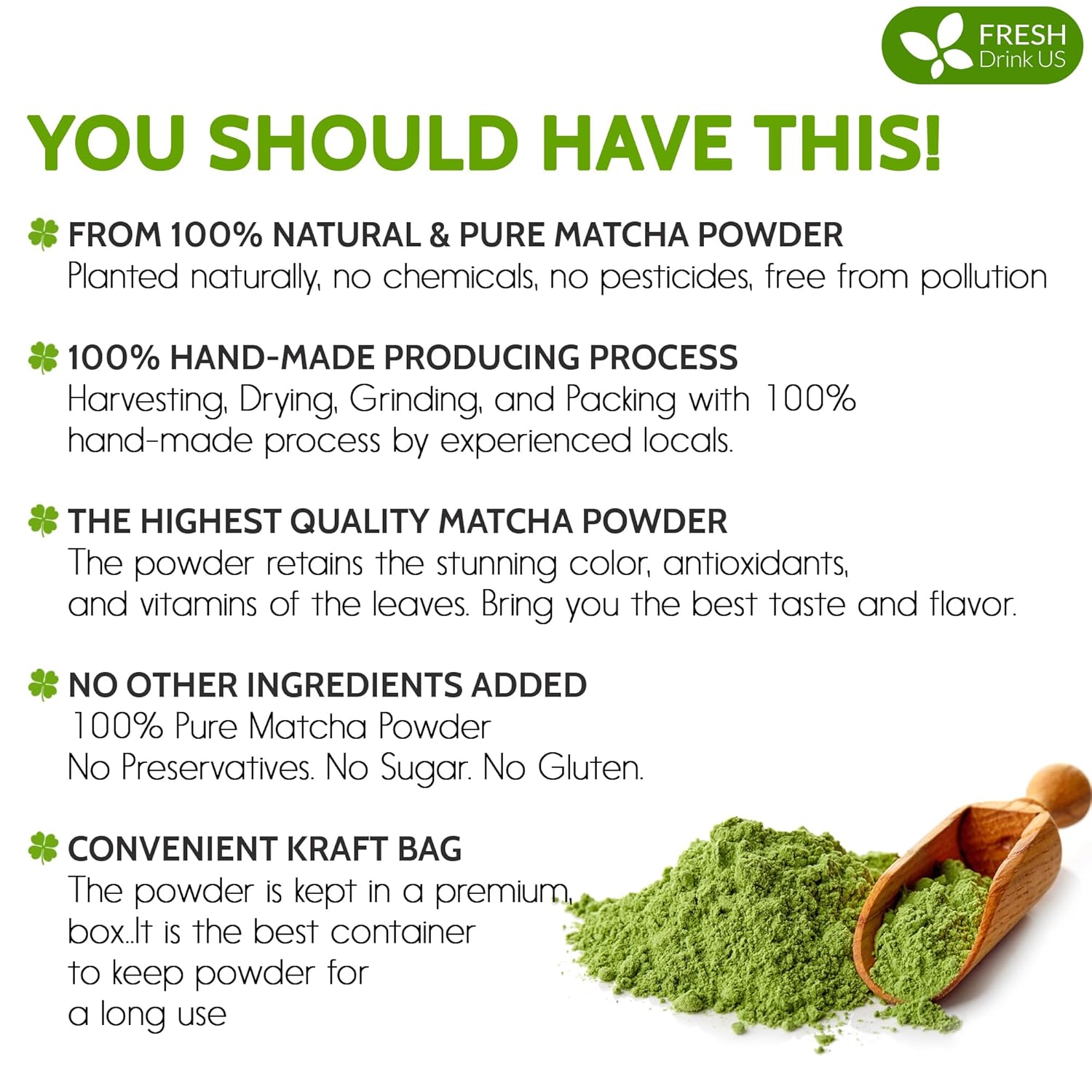 FreshDrinkUS, Matcha Latte Powder 16 oz – Premium Japanese-Style Blend for Smooth, Creamy Matcha Drinks – Perfect for Lattes, Baking, Smoothies & Daily Enjoyment. Vegan