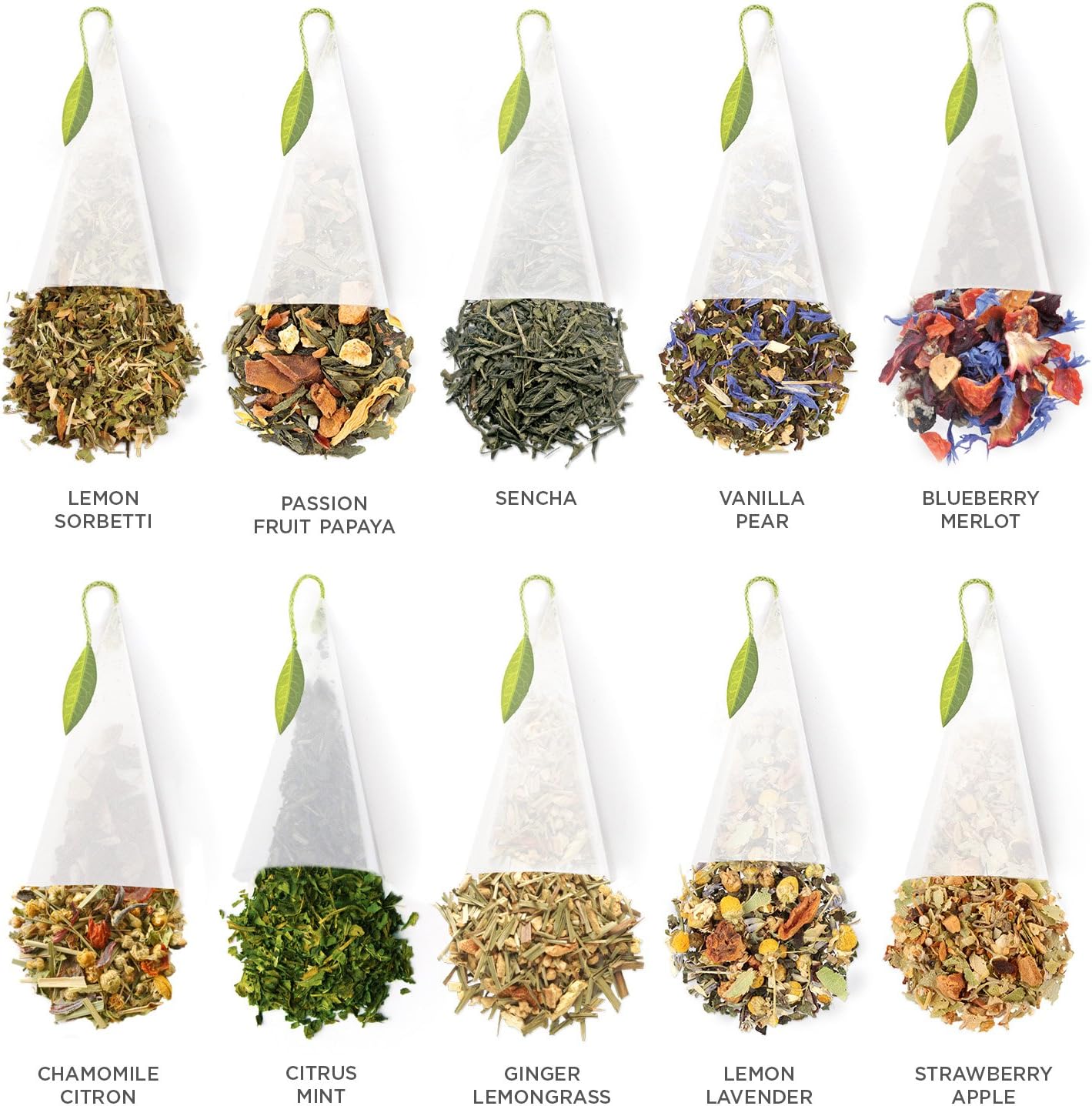Tea Forte Organic Assorted Variety Tea Sampler, Tea Tasting Tea Chest Gift Box with 40 Handcrafted Pyramid Tea Infuser Bags, Black Tea, Herbal Tea, Oolong Tea, Green Tea, White Tea