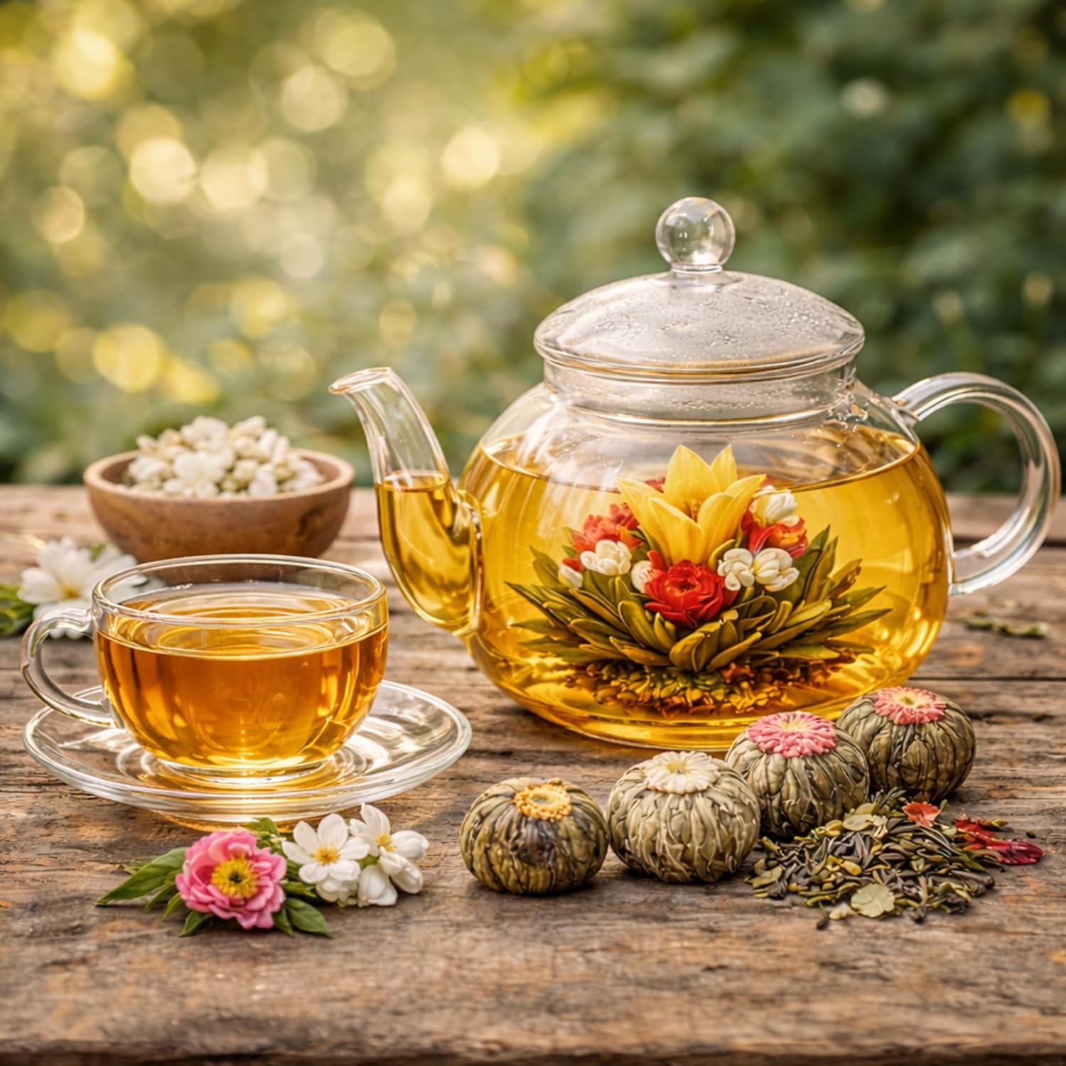 Blooming Tea & Edible Flower Infusions, Green Tea, 24 Unique Flavors Gift Set for Everyone – Natural, Floral & Aromatic Teas in Extra Large Premium Gift Box