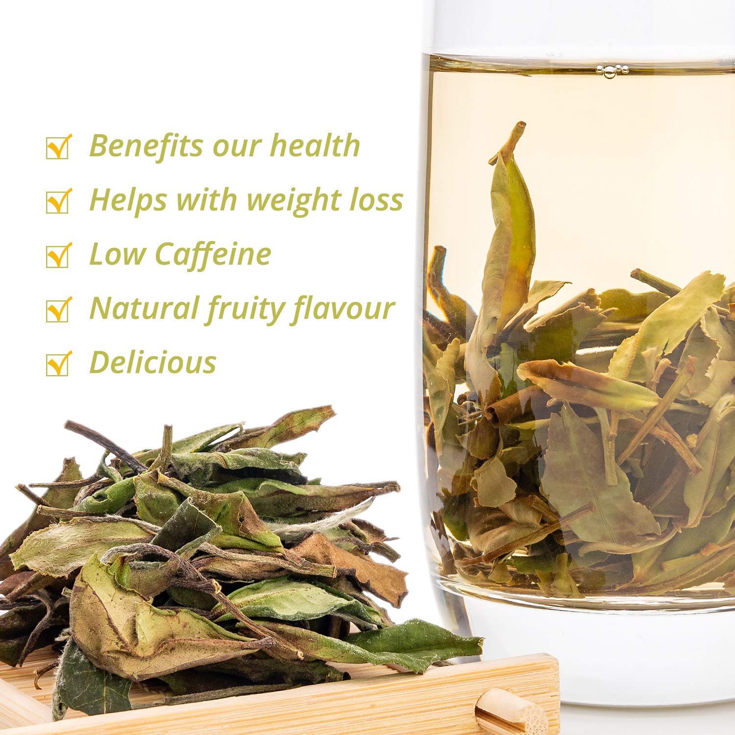 oriarmcha 125g / 4.4oz Fuding White Peony Tea Loose Leaf - Bai Mu Dan White Tea Leaves - Bai Mudan Yuqian 3rd Grade - Caffeine Level Low Naturally Processed