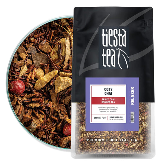 Tiesta Tea - Cozy Chai, Loose Leaf, Spiced Chai Rooibos Tea | Premium Caffeine-Free Herbal Blend, Makes Hot or Iced &amp; Up to 200 Cups, 16oz Resealable Bulk Pouch