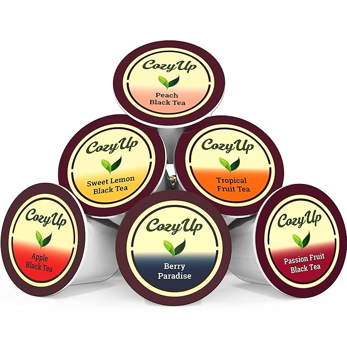 Cozy Up Iced Sweet Fruit Black Tea K-Cup Variety Pack, 36 Count - Compatible with Keurig Brewers, Includes Lemon, Tropical, Berry, Passion Fruit
