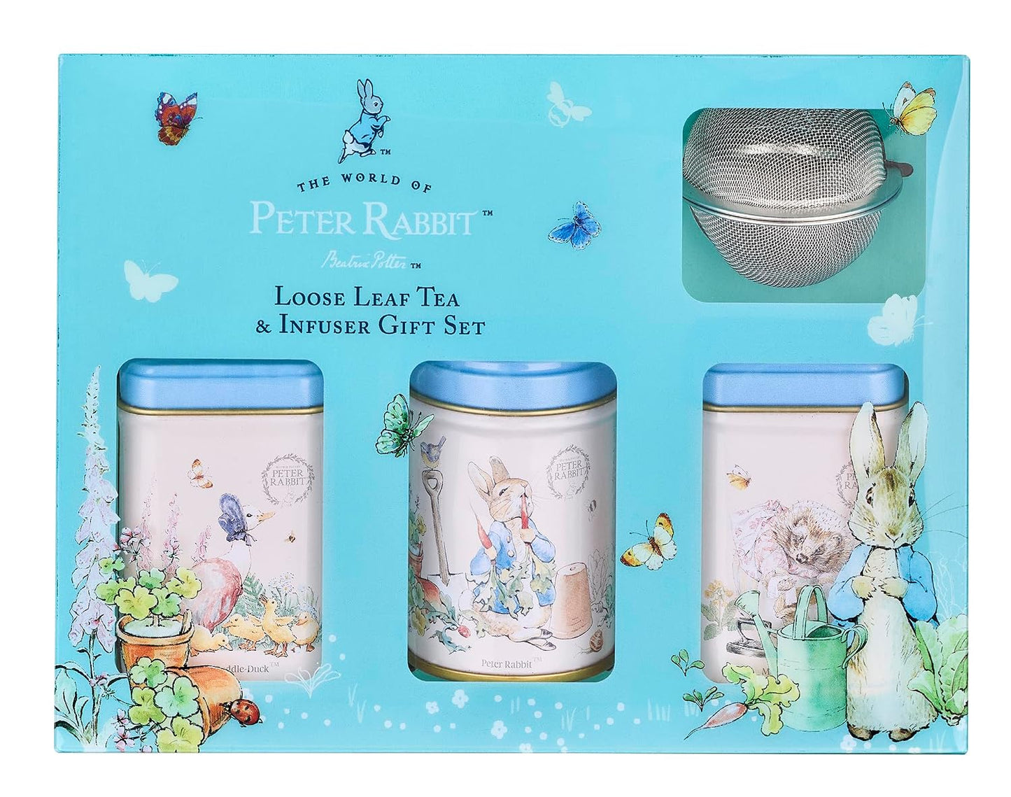 New English Teas Peter Rabbit Tea Infuser Set with 2.5 oz Loose Leaf Tea | Black Tea, English Breakfast, Earl Grey + Infuser Included, Gifts for Tea Lovers