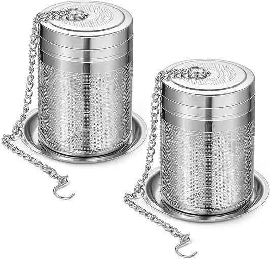 2 Pack Large Tea Strainers for Loose Tea, Tea Infusers for loose Tea Fine Mesh Stainless Tea Strainer Loose Leaf Tea Steeper for Black Tea