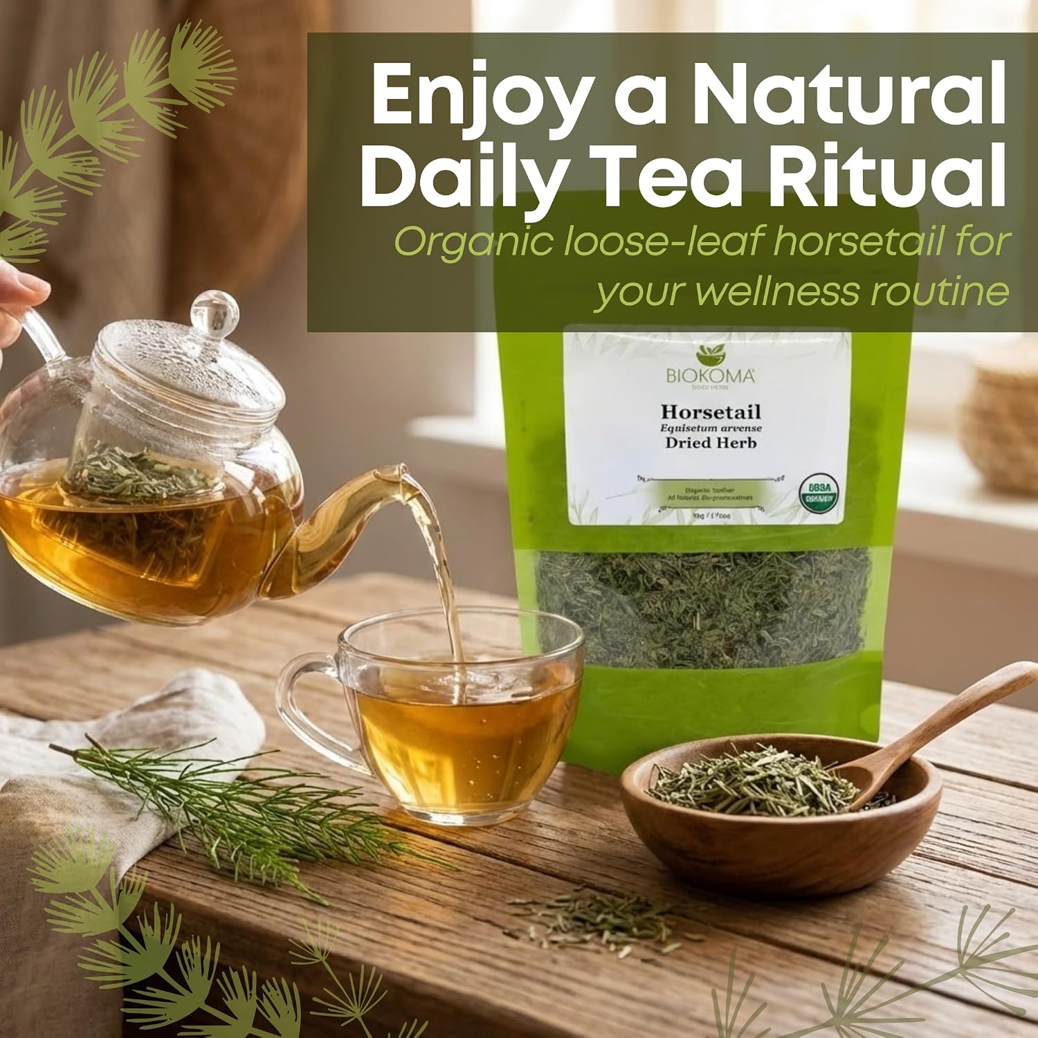 Biokoma Organic Horsetail Herb Tea 50g (Shavegrass) – Supports Healthy Hair, Skin and Nails – USDA Certified Organic Loo