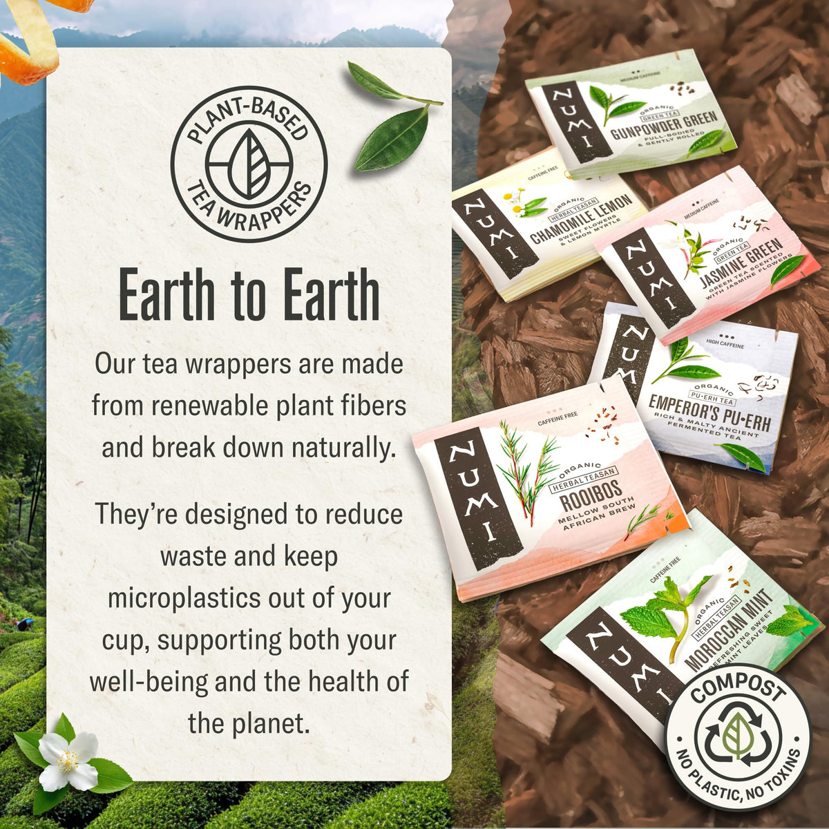 Numi Organic Tea By Mood Gift Set, 40 Tea Bag Assortment, Premium | Organic Black | Pu-erh | Green | Maté | Rooibos & Herbal