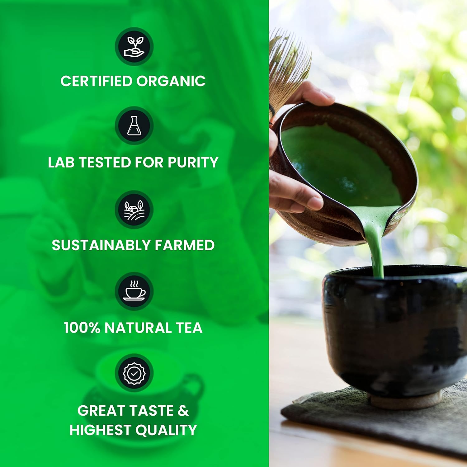 PANATEA Certified Organic Matcha Green Tea Powder | 1 LB 100% Pure Premium Culinary Grade Matcha | Lattes, Smoothies, Baking |16 Oz Tin