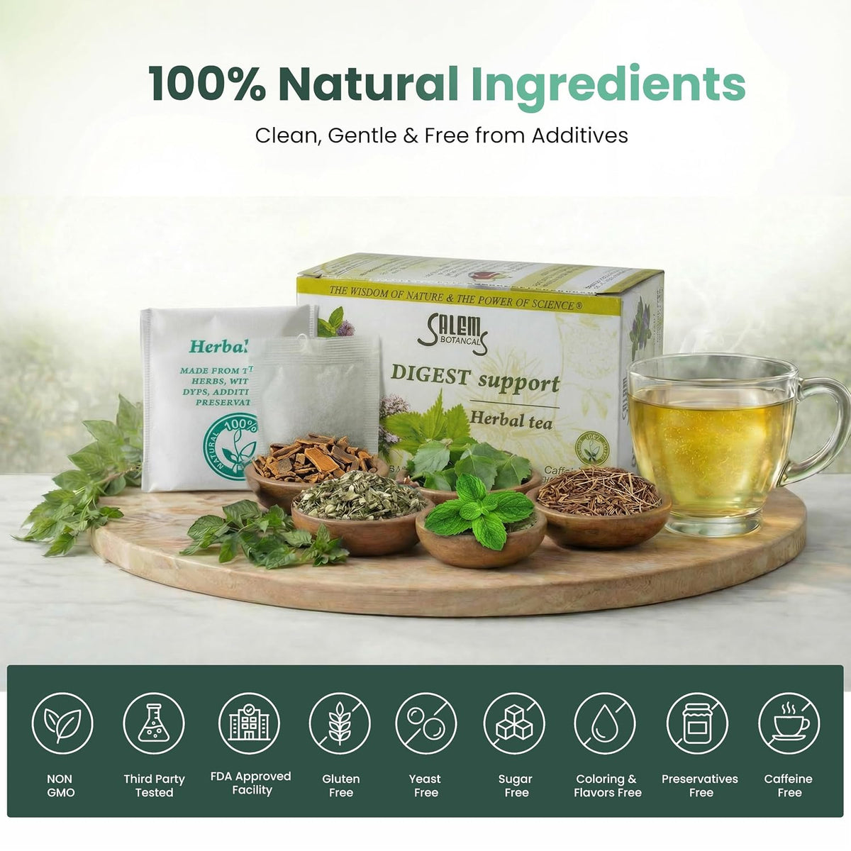 Salem Botanicals Herbal Tea, Digest Support, 20 Count, 1.2 oz