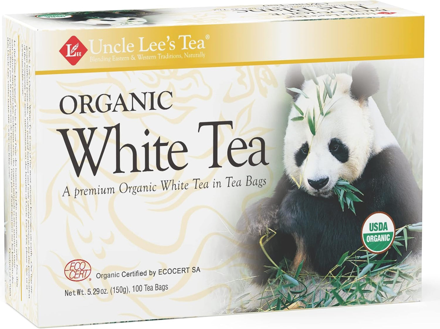 Uncle Lee’s Organic White Tea - Premium Tea for Everyday Wellness, Low Caffeine, Antioxidant-Rich White Tea Bags, Individually Wrapped, 100 Count