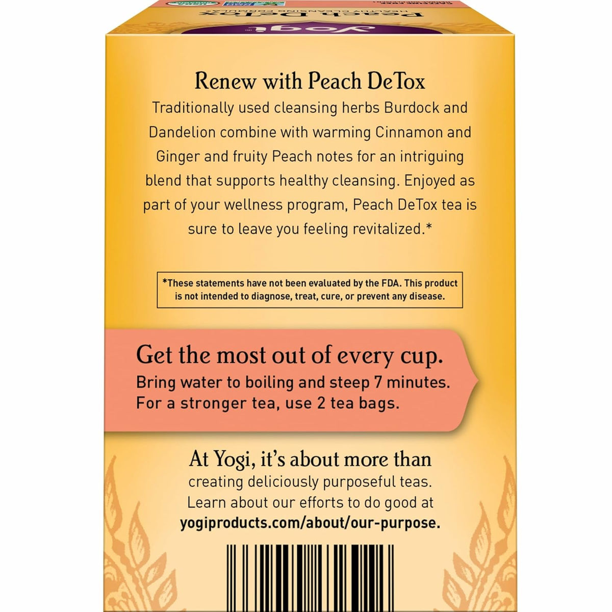 Yogi Peach DeTox Tea, 16 Tea Bags (6 Pack)