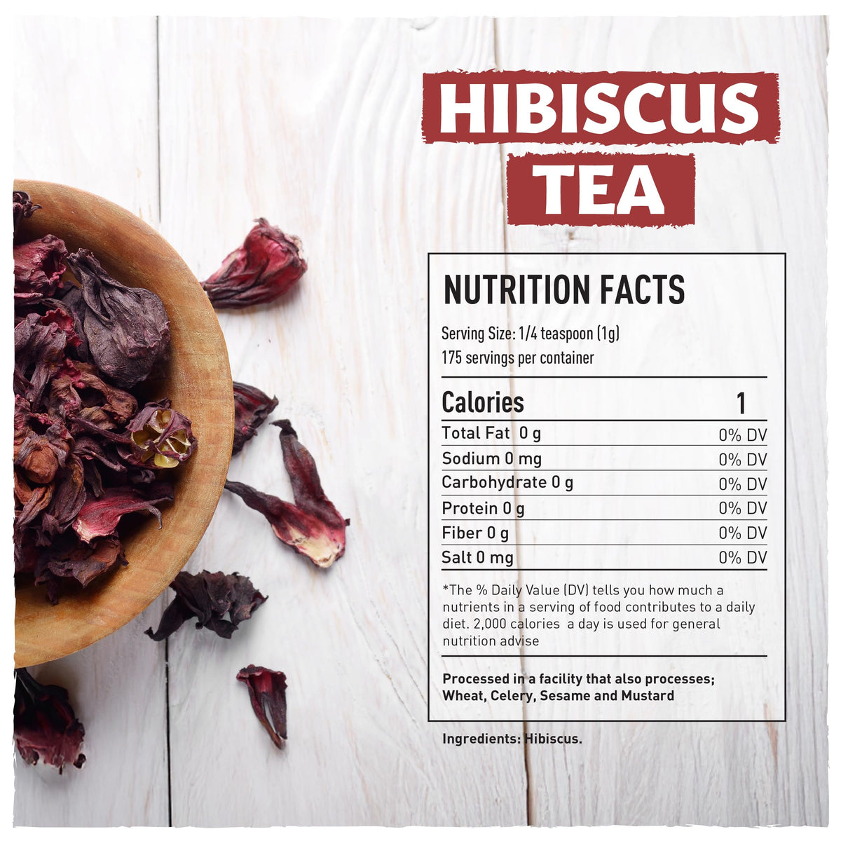 Eastanbul Hibiscus Tea Loose Leaf, Natural, Caffeine Free, Vegan, 6.2oz