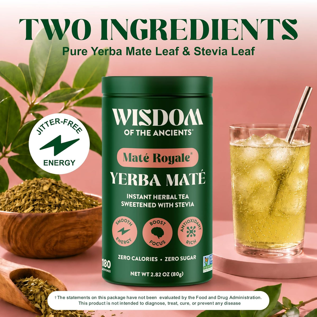 Wisdom of the Ancients Instant Yerba Mate Tea Powder - Mate Royale, 2.82 Oz