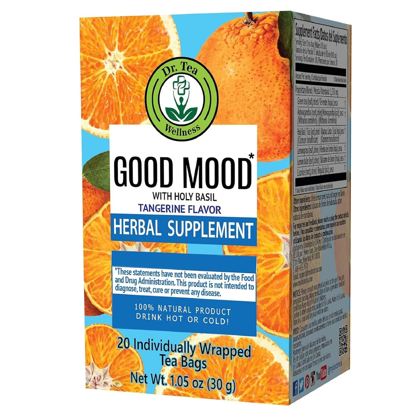 Dr. Tea Good Mood Tea with Holy Basil - Tangerine Flavor - 20 Tea Bags