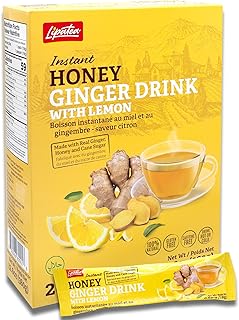 Lipatea Instant Honey Ginger Drink with Lemon, Caffeine Free Tea, Gluten Free, 100% Natural Lemon tea | Enjoy Hot or Cold (Pack of 1)