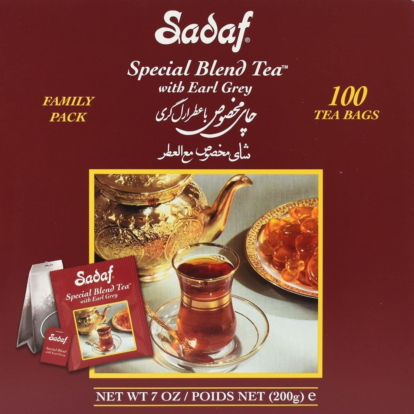 Sadaf Earl Grey Tea Bags | Special Blend Earl Grey Ceylon Black Tea | Product harvested in Sri Lanka | 100 bags (pack of 1)