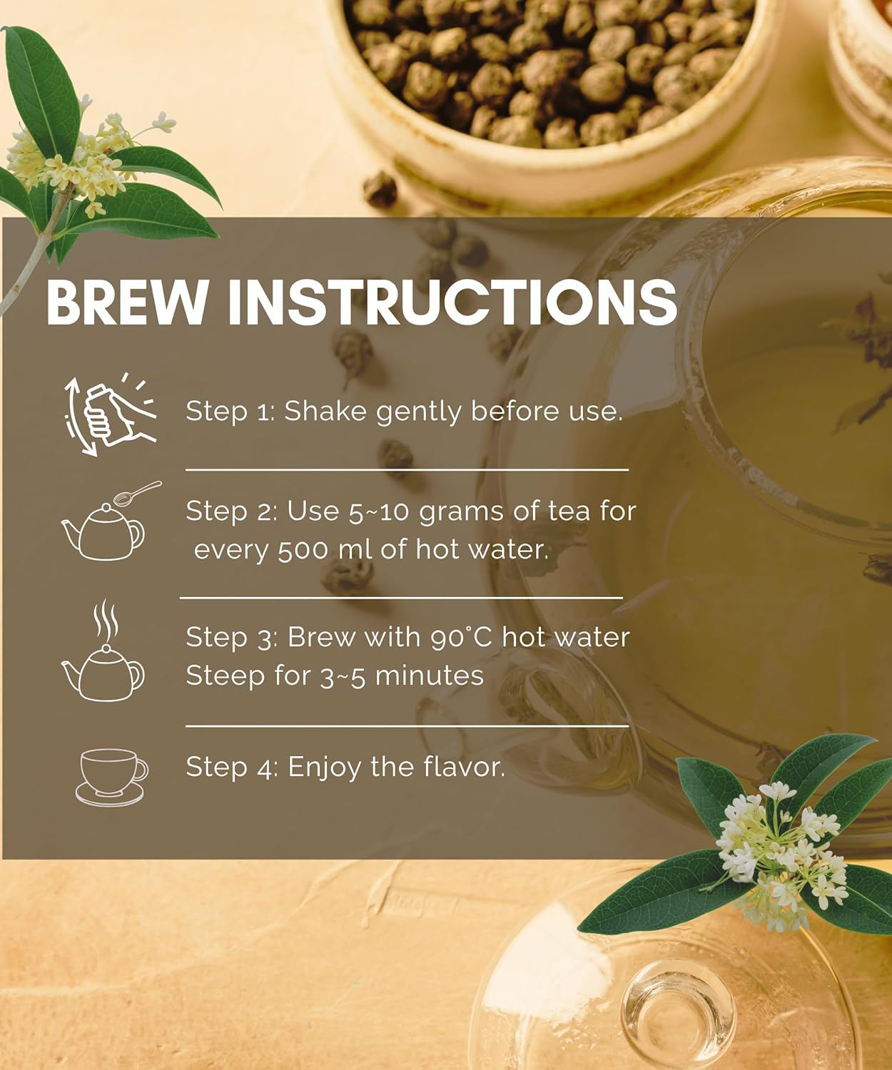 Premium Osmanthus Jin Xuan Oolong Loose Leaf Tea 1.76oz (50g) Taiwan High Mountain Tea, Natural Milky Aroma, Real Osmanthus Scented, Vacuum-Sealed for Peak Freshness, Serving 17-25 Cups