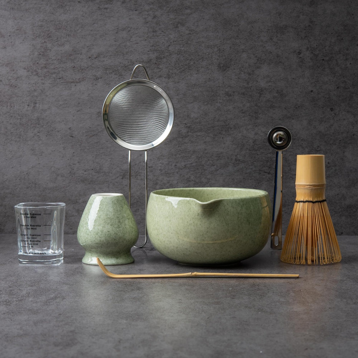 YIBO Matcha Whisk Set With Bowl, Ceramic Matcha Making Kit Includes Bamboo Whisk (Chasen), Holder Stand, Powder Starter
