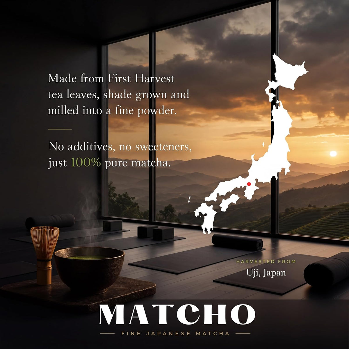 Matcho | Ceremonial Grade Matcha Powder – Organic Japanese Matcha Green Tea Powder | Uji Matcha | Matcha Ceremonial Grade | USDA Organic | 30 Servings