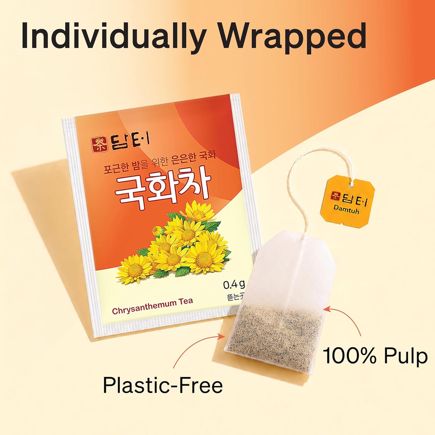 Damtuh Korean Chrysanthemum Tea Bags, Caffeine-Free, 20 Count
