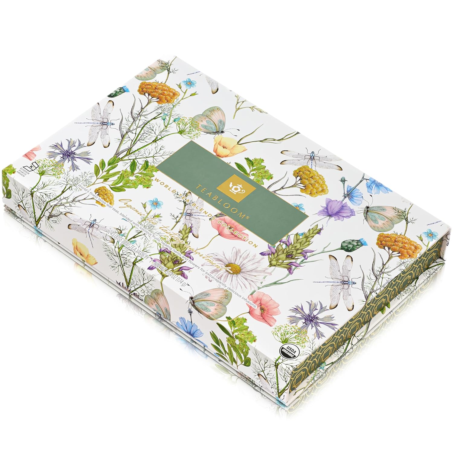 Teabloom Exceptional Organic & Kosher Certified Loose Leaf Tea Chest, World's Largest Tea Collection with 24 Varieties of Black, Green, White, Oolong, and Herbal Teas