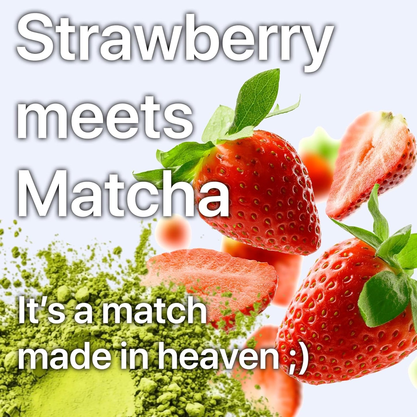 Organic Strawberry Matcha for Iced Lattes – Latte Ready Ceremonial Grade Green Tea Powder, Naturally Flavored, Organic, 2.1 oz