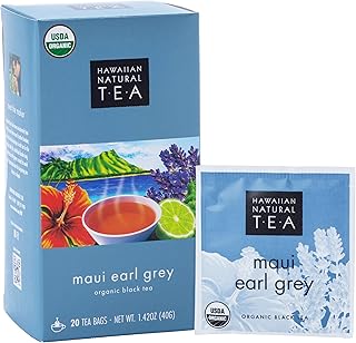 Hawaiian Natural Tea Organic Maui Lavender Earl Grey Bags - Premium Black Tea, Antioxidant Rich - 20 Bags