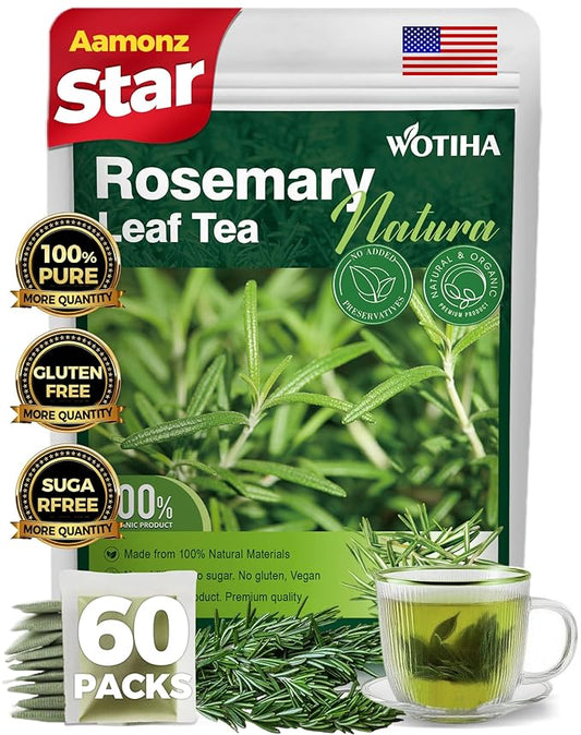 Wotiha Natural Rosemary Leaf Tea 90g.60 Teabags.100% Pure Natural Rosemary Leaves,No Additives & Caffeine Free. Pure Herbal Tea